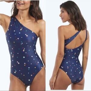 summersalt Navy One-Shoulder Star Print One-Piece Swimsuit